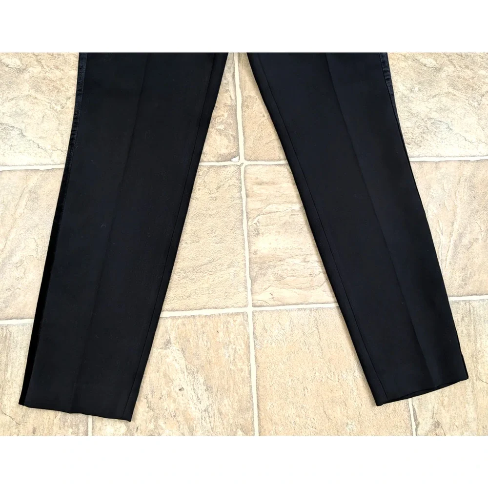 New Zara S Pants velvet tuxedo stripe on sides of legs ankle tux 3820